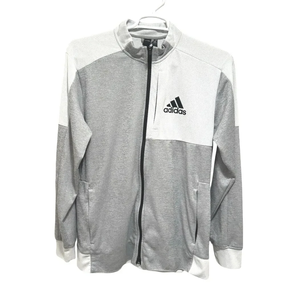 Adidas Jacket Gray Team Issue Bomber Full Zip Lightweight Performance Men’s L
